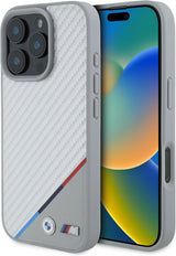 BMW M Carbon Tricolor Line Case with MagSafe for iPhone 16 Pro 6.3" Grey - BMHMP16L23PUDTS