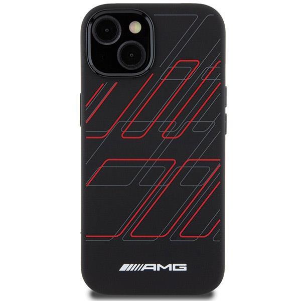 Mercedes AMG Large Rhombuses Pattern Silicone Case with MagSafe for iphone 15 6.1" Black - AMHMP15S23SSPK