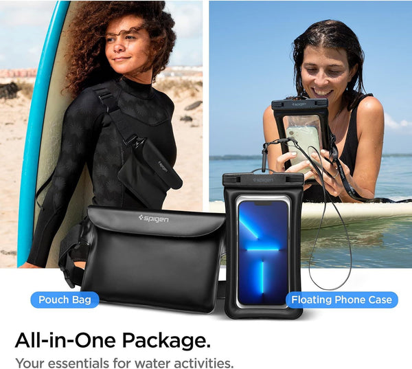 Spigen Aqua Shield Waterproof Dry Bag and Waterproof Universal Phone Pouch Up to 6.9" Black- AMP04533