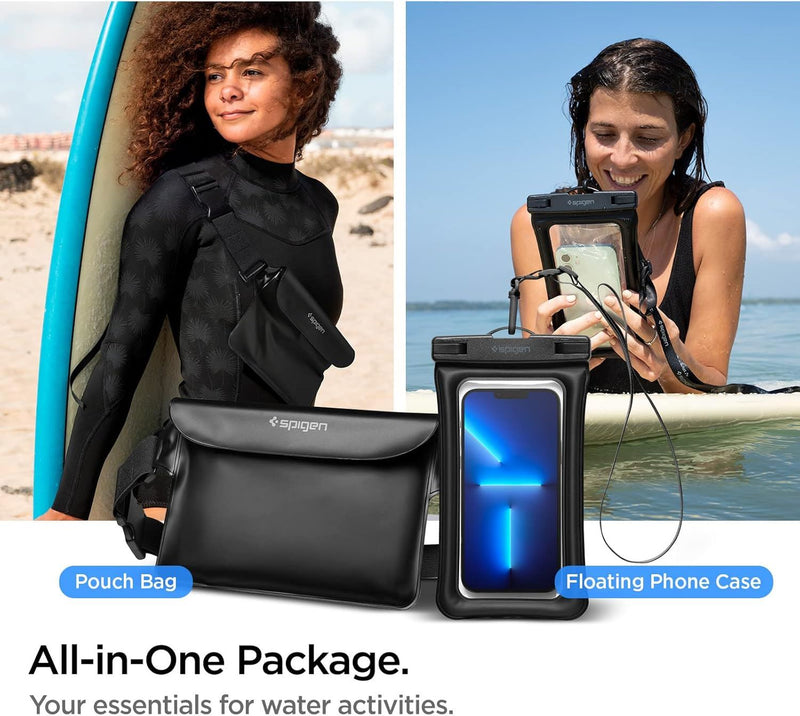 Spigen Aqua Shield Waterproof Dry Bag and Waterproof Universal Phone Pouch Up to 6.9" Black- AMP04533