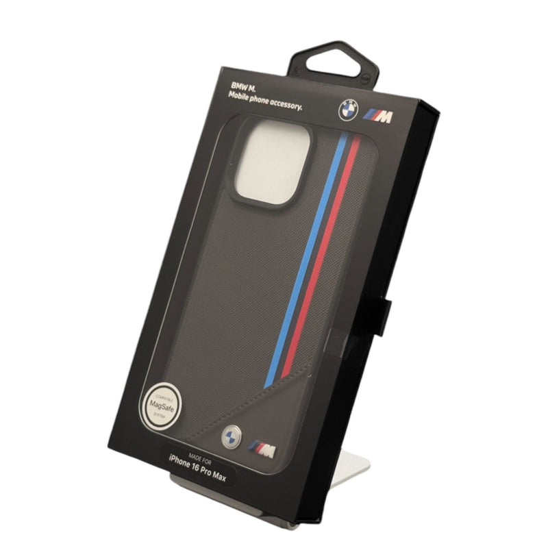 BMW M Meshed Tricolor Stripes Case with MagSafe for iPhone 16 Pro Max 6.9" Grey - BMHMP16X23PUTRA