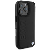BMW Leather Hot Stamp Case with MagSafe for iPhone 16 Pro Max 6.9" Black - BMHMP16XSLLBK