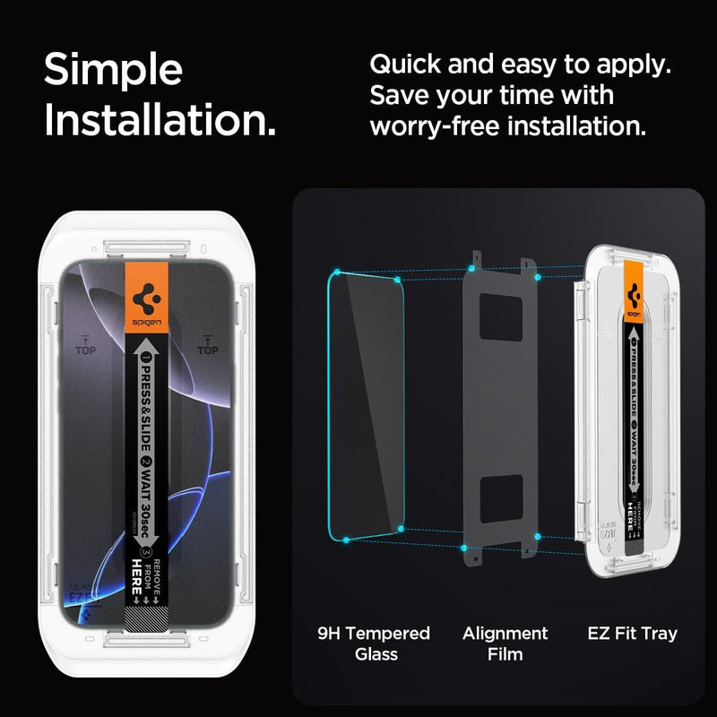 Spigen Glastr EZ Fit Privacy Film Screen Protector 2 Pack for iPhone 16 Pro Max 6.9" - AGL07908