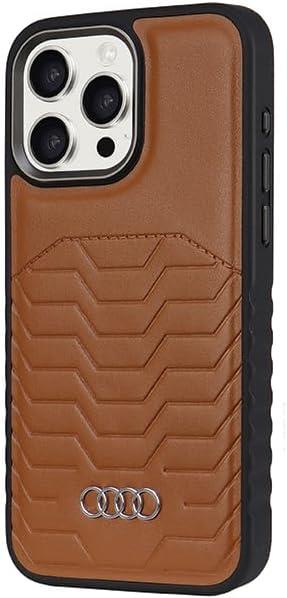 Audi Synthetic Leather Hard Case with MagSafe for iPhone 15 Pro 6.1" Brown - AU-TPUPCMIP15P-GT/D3-BN