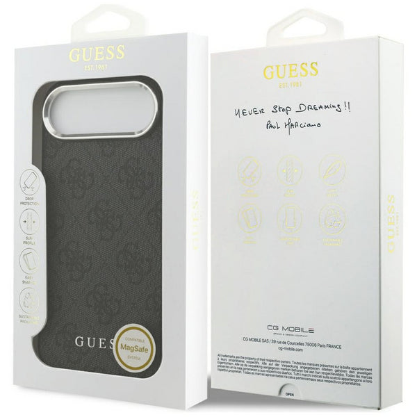 Guess PU Leather 4G Logo Silver Frame Case for iPhone 17 Air 6.5" Black - GUHMP17MP4GSSMCK