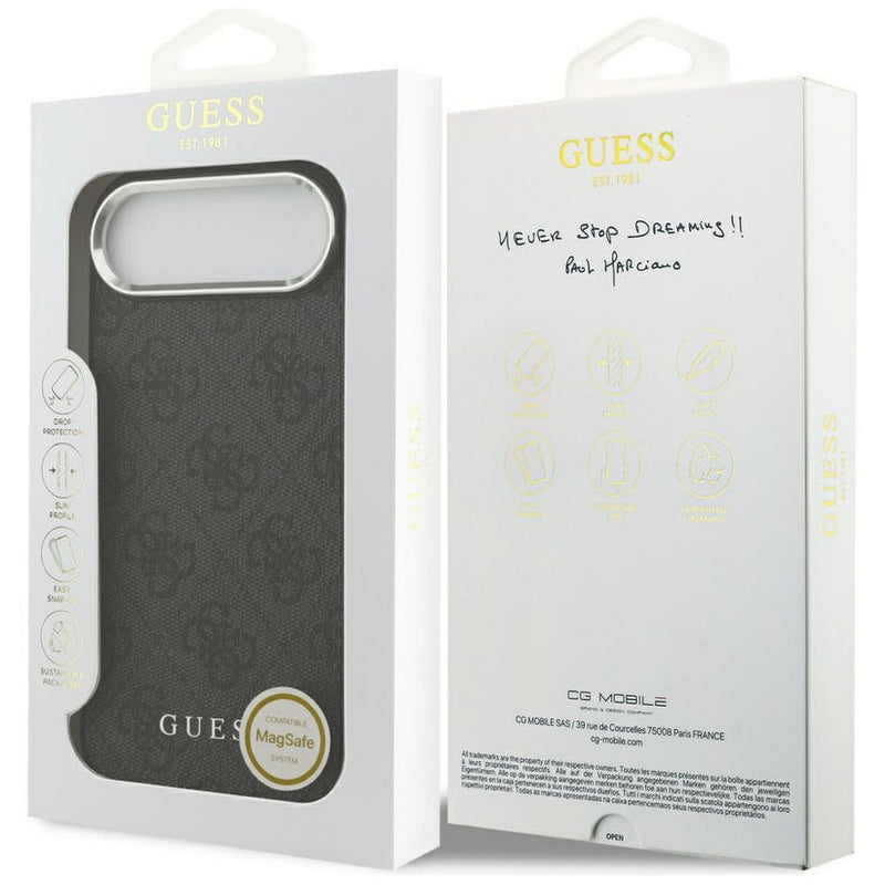Guess PU Leather 4G Logo Silver Frame Case for iPhone 17 Air 6.5" Black - GUHMP17MP4GSSMCK