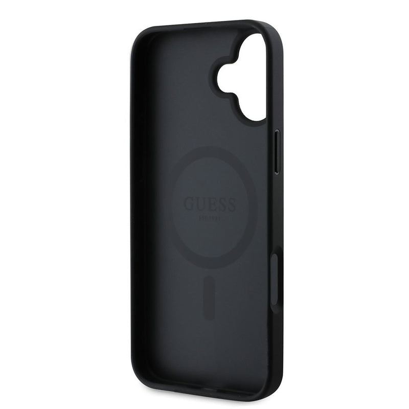 Guess Saffiano Peony Classic Logo Case with MagSafe for iPhone 16 6.1" Black - GUHMP16SAPSMEK