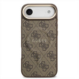 Guess PU Leather 4G Gold Frame Case with MagSafe for iPhone 17 Air 6.5" Brown - GUHMP17MP4MSEGCW