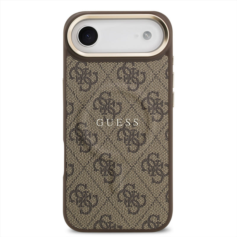 Guess PU Leather 4G Gold Frame Case with MagSafe for iPhone 17 Air 6.5" Brown - GUHMP17MP4MSEGCW