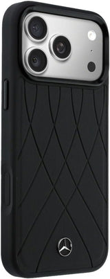 Mercedes Benz Crossed Lines Leather Case with MagSafe for iPhone 17 Pro Max 6.9" Black - MEHMP17X25PSECLK