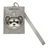 Nimmy Big Eye Cute Pet Yorkie Dog Face Card Sleeve Holder Grey - N-XDY-KT-027