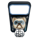 Nimmy Cool & Cute 2.0 Little Rich Tycoon Dog Case with MagSafe Stand for iPhone 17 Pro Max 6.9" Black Blue - N-YJKM-CXZJZH-IP17-PRO-MAX-07