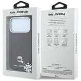 Karl Lagerfeld Grained Karl Head Metal Logo Case with MagSafe for iPhone 17/18 Pro 6.3" Burgundy - KLHMP18L6PSKHLR