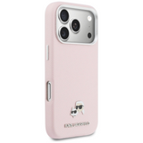 Karl Lagerfeld Karl & Choupette Head Pins Saffiano Case with MagSafe iPhone 17 Pro Max 6.9" Pink - KLHMP17X6PFKCLP