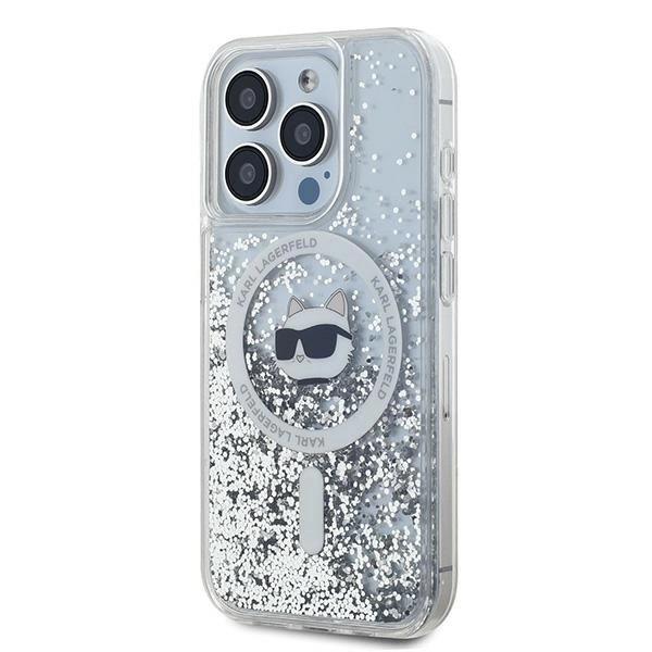 Karl Lagerfeld Liquid Glitter Choupette Head Case with MagSafe for iPhone 15 Pro Max 6.7" Clear - KLHMP15XLGCHSGH