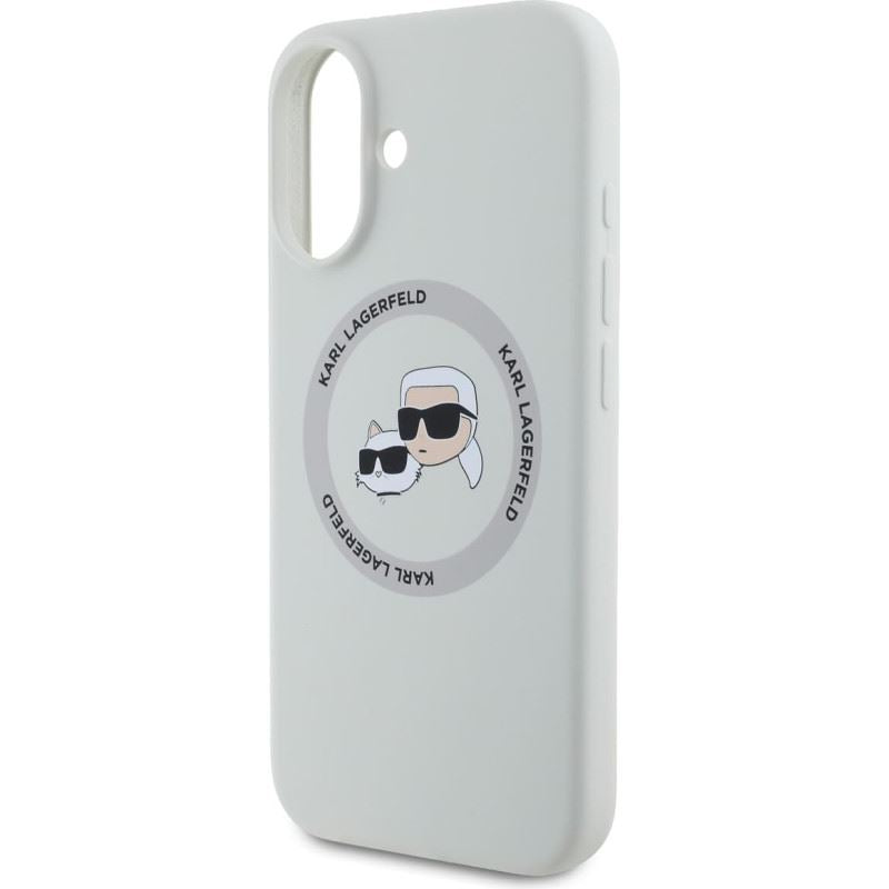 Karl Lagerfeld Liquid Silicone Karl & Choupette Head Case with MagSafe for iPhone 16 6.1" Beige - KLHMP16SSKCHTCE