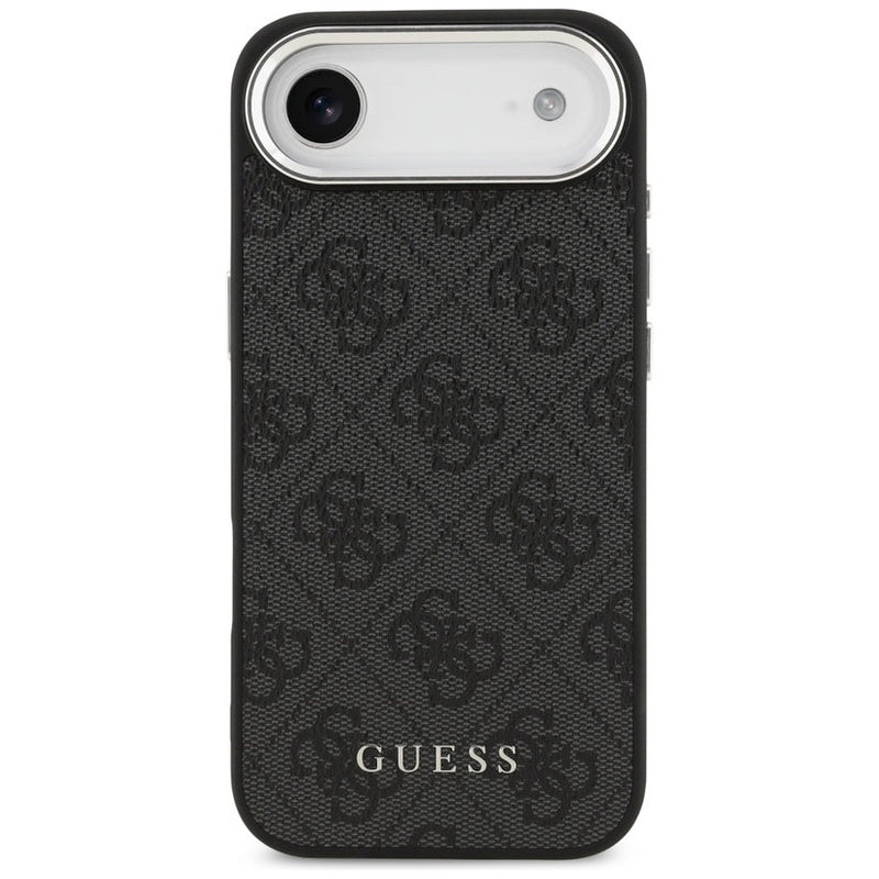 Guess PU Leather 4G Logo Silver Frame Case for iPhone 17 Air 6.5" Black - GUHMP17MP4GSSMCK