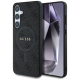 Guess Leather 4G Coloured Ring Classic Logo Case with MagSafe for Samsung Galaxy S25 6.2" Black - GUHMS25SG4GFRK