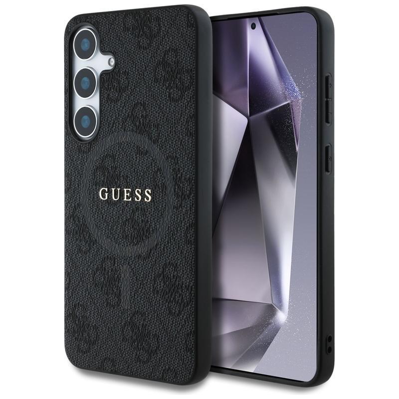 Guess Leather 4G Coloured Ring Classic Logo Case with MagSafe for Samsung Galaxy S25 6.2" Black - GUHMS25SG4GFRK
