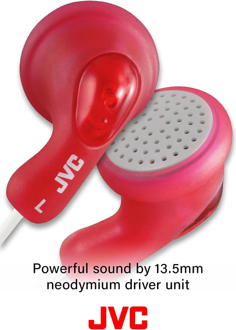 JVC Gumy Wired 3.5mm In Ear Stereo Headphones Peach Pink - HA-F14-PN-U