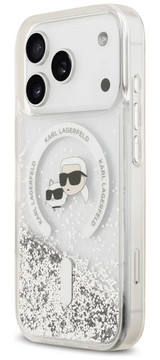 Karl Lagerfeld Liquid Glitter Karl & Choupette Heads Case with MagSafe for iPhone 17/18 Pro 6.3" Clear - KLHMP18LLGKCSGH