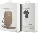 Guess 4G Zip Quilted Universal Phone Pouch with Strap Brown - GUWBZPSQSSGW