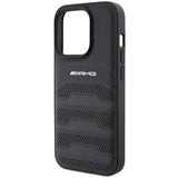 Mercedes AMG Hardcase Leather Debossed Lines Case for iphone 15 Pro 6.1" Black - AMHCP15LGSEBK