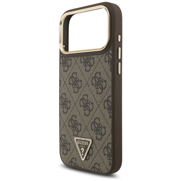 Guess 4G Triangle Logo Case with MagSafe for iPhone 17 Pro 6.3" Brown Gold - GUHMP17LP4GTDGMW