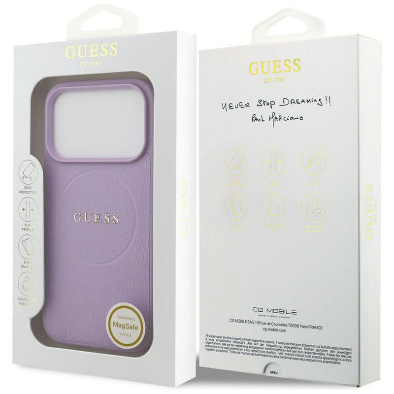 Guess Grained Ring Case with MagSafe for iPhone 17 Pro 6.3" Purple - GUHMP17LPGHSMMU