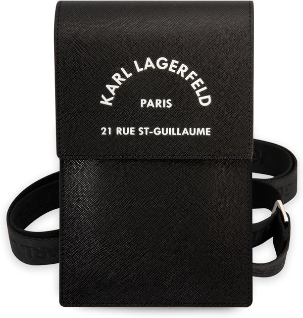 Karl Lagerfeld Embossed Logo Universal Phone Pouch with Strap Black - KLWBSARSGK