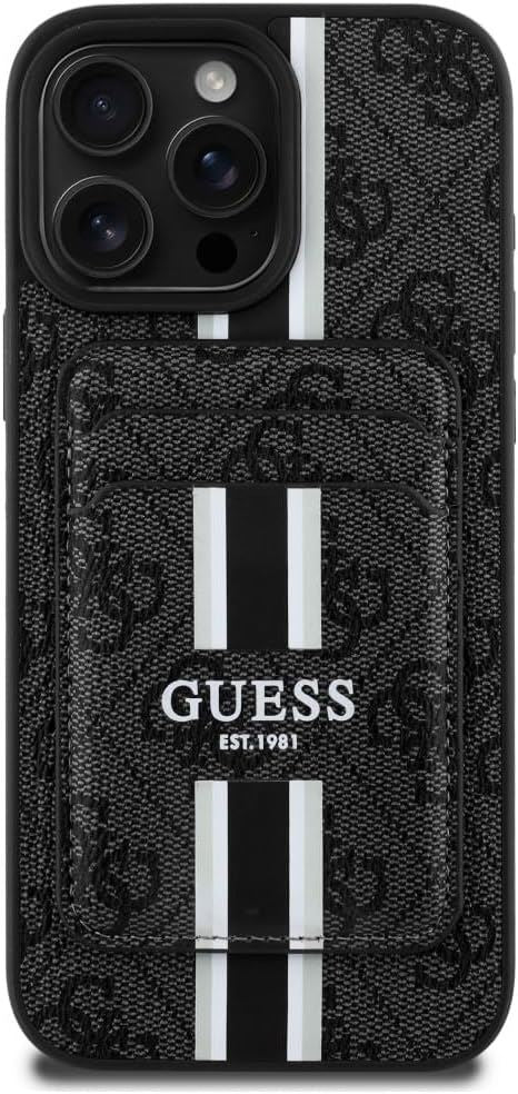 Guess 4G Stripes Case with MagSafe Wallet for iPhone 16 Pro Max 6.9" Black - GUBPHCP16XP4RPSK