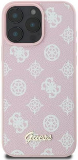 Guess Leather Saffiano Peony Classic Logo Hardcase with MagSafe for iphone 16 Pro Max 6.9" Pink - GUHMP16XPGPYSP