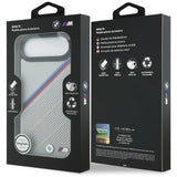 BMW M Tricolor Metal Logo Case with MagSafe for iPhone 17 Air 6.5" Grey - BMHMP17M25PCSPEG