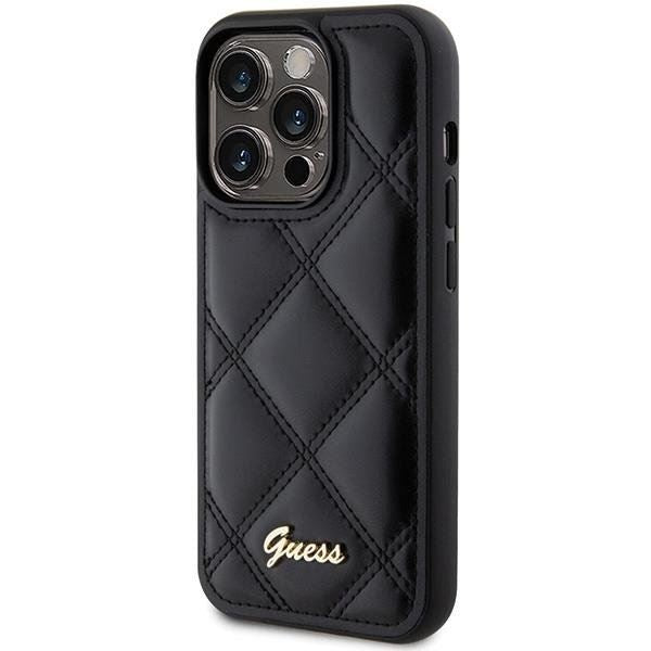 Guess Quilted Metal Logo Case for iphone 15 Pro 6.1" Black - GUHCP15LPSQSQSK