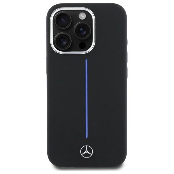 Mercedes Silicone Blue Stripe Case with MagSafe for iPhone 16 Pro Max 6.9" Black - MEHMP16X23SUMBK