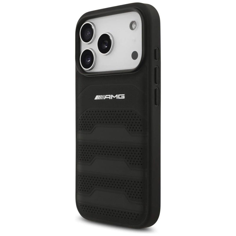 AMG Leather Debossed Lines Logo Case for iPhone 17 Pro 6.3" Black - AMHCP17LGSEBK