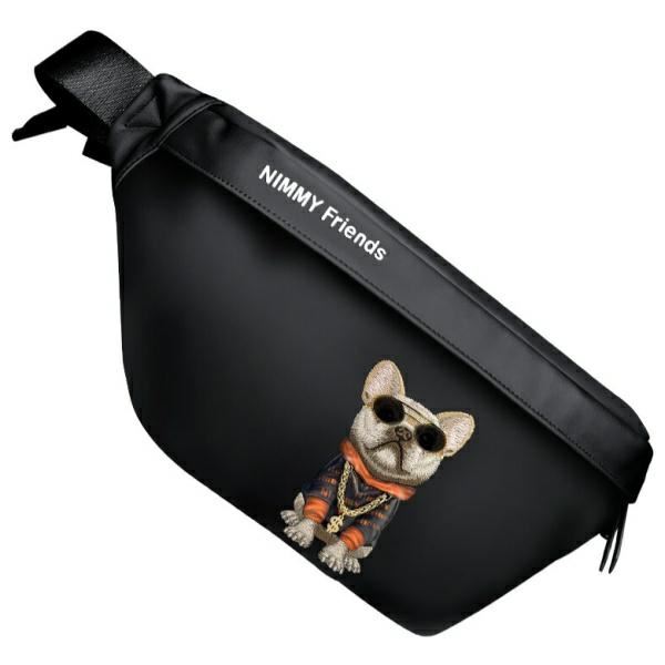 Nimmy Glasses Cool Dog Shoulder Crossbody Bag Black - N-YJ-XB-01