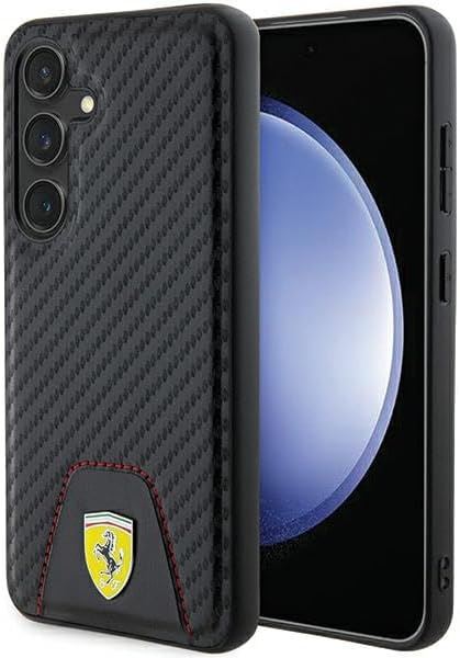 Ferrari Carbon Stitched Bottom Hard Case for Samsung Galaxy S24 6.2"  Black- FEHCS24SN3PUK