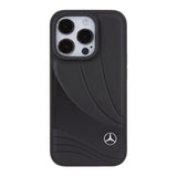 Mercedes Benz Hard Case Leather Wave Pattern for iphone 15 Pro 6.1" Black - MEHCP15L8ROLK
