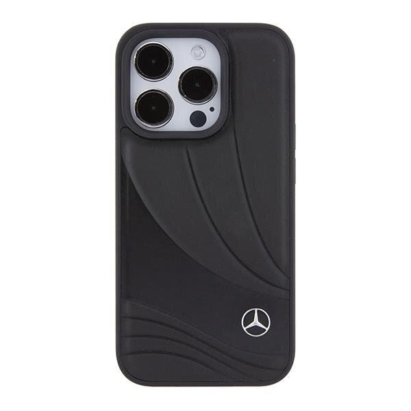 Mercedes Benz Hard Case Leather Wave Pattern for iphone 15 Pro 6.1" Black - MEHCP15L8ROLK