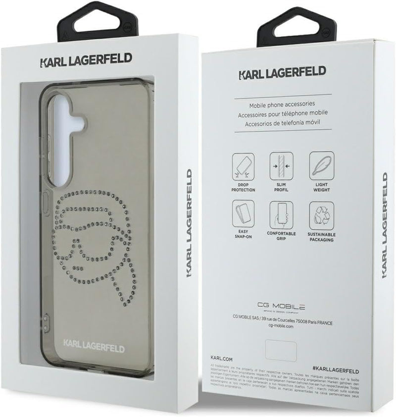 Karl Lagerfeld Rhinestones Karl Head Logo Case for Samsung Galaxy S25 6.2" Black - KLHCS25SHKHDCELK