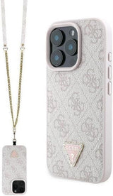 Guess Leather Metal Logo Strass Crossbody Case for iPhone 16 Pro Max 6.9" Pink - GUHCP16XP4TDSCPP