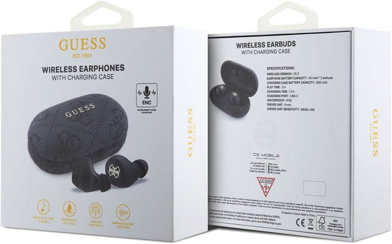 Guess 4G Metal Logo True Wireless Earbuds with Charging Case Black - GUTWSP4EGK