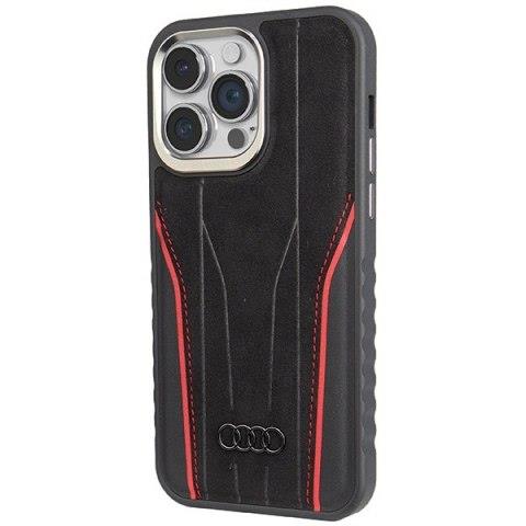 Audi Genuine Leather Hard Case with MagSafe for iPhone 15 Pro Max 6.7" Black/Red - AU-TPUPCMIP15PM-R8/D3-RD