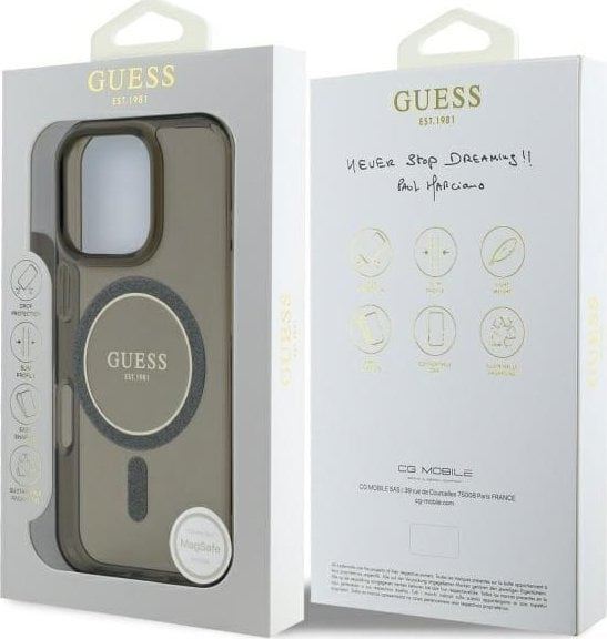 Guess IML Glitter Circle Case with MagSafe for iPhone 16 Pro 6.3" Black - GUHMP16LHFGEREK