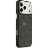 Guess PU Leather 4G Gold Frame Case with MagSafe for iPhone 17 Pro Max 6.9" Black -GUHMP17XP4MSEGCK