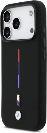 BMW M Series Silicone Tricolor Line Case with MagSafe for iPhone 17 Pro 6.3" Black - BMHMP17L25SITMIK