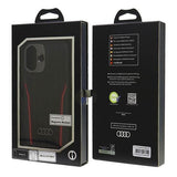 Audi Genuine Leather Hardcase with MagSafe for iPhone 16 6.1" Black / Red - AU-TPUPCMIP16-R8/D3-RD