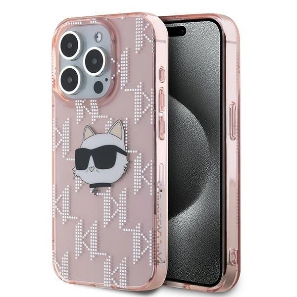 Karl Lagerfeld IML Choupette Head & Monogram Case for iPhone 15 Pro 6.1" Pink - KLHCP15LHKLPCHP