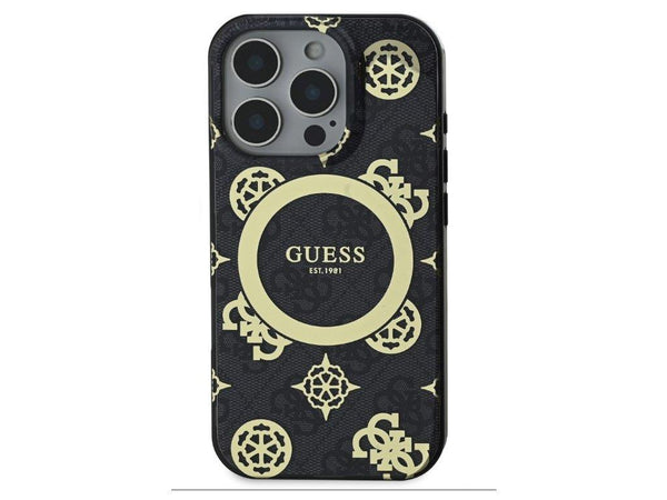Guess IML Peony On 4G Background Case with MagSafe for iPhone 16 Pro 6.3" Black - GUHMP16LH4PYEEK